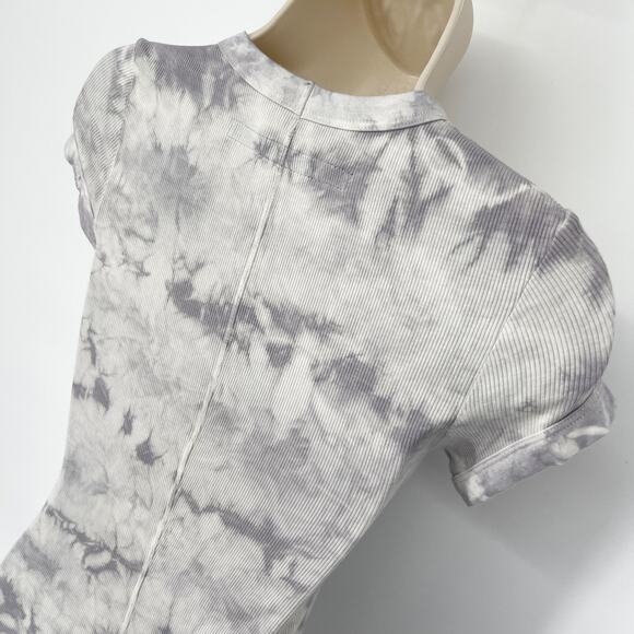 Enza Costa REVOLVE Tie Dye Viscose Silk Blend Crop Top NEW Size XS Gray, White - Picture 5 of 7